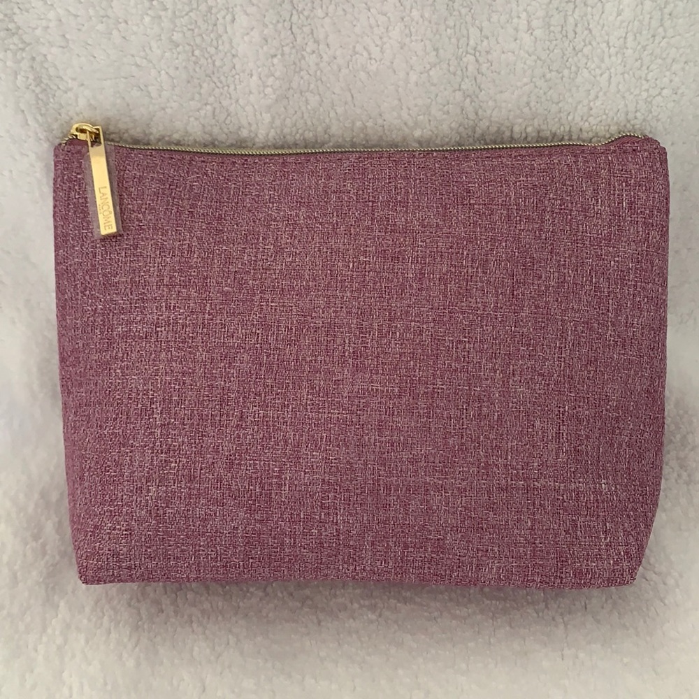 NWT Lancôme makeup cosmetic bag gold trim lavender